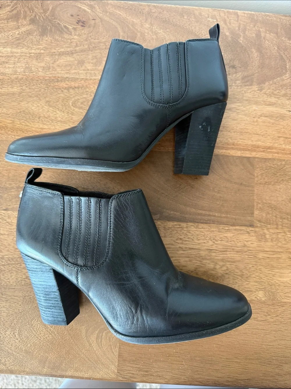 Michael Kors Black Leather Ankle Booties with Side Elastic